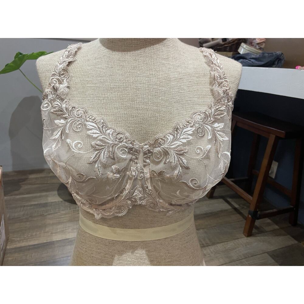 SOMA Beige SENSUOUS LACE SHEER UNDERWIRE BRA with EMBROIDERY 38G